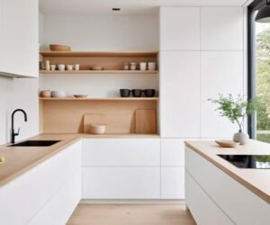 Reforma cocina blanco y madera Santa Pola